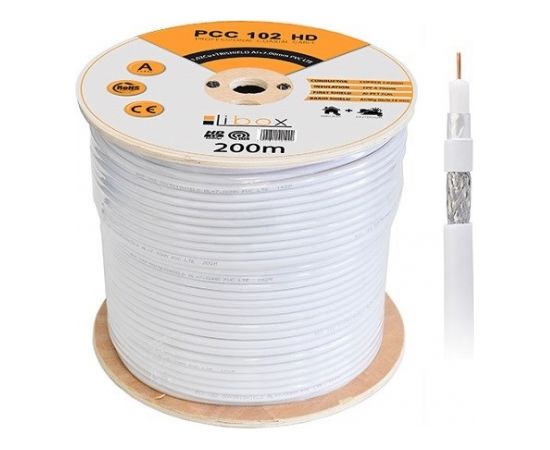 Libox  SAT Trishield HD/200m PCC102 Professional coaxial cable RG-6/U White