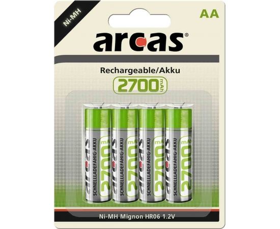 Arcas 17727406 AA/HR6, 2700 mAh, Rechargeable Ni-MH, 4 pc(s)