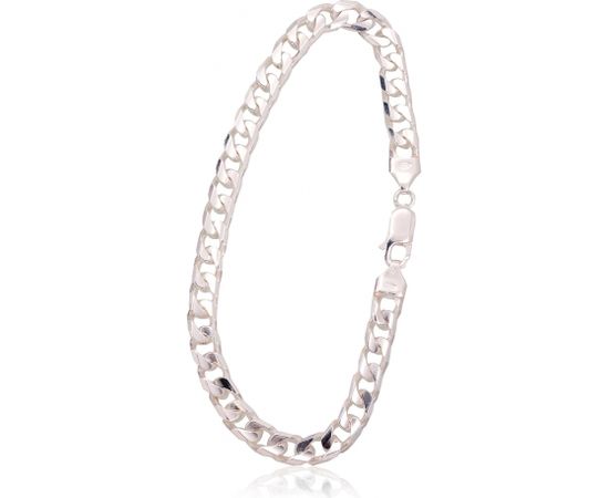 Серебряная цепочка Картье 6 мм, алмазная обработка граней #2400146-bracelet, Серебро 925°, длина: 23 см, 17.8 гр.