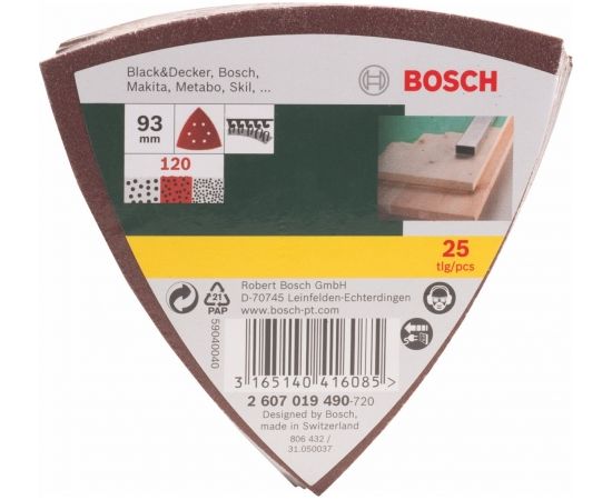 Bosch Abrasive Sheet Set Delta 120 25pcs - 2607019490