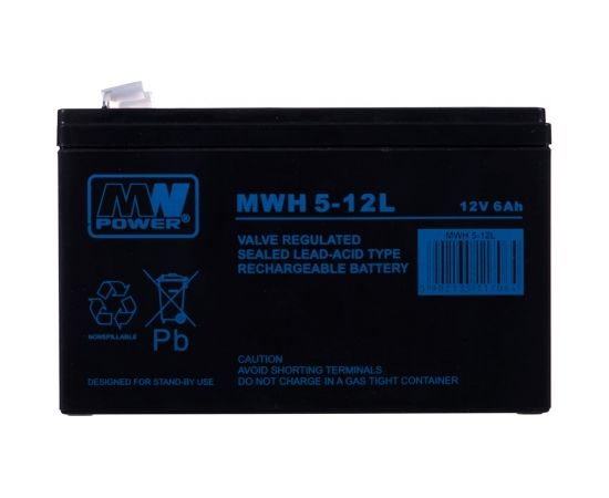 MPL MW POWER MWH 5-12L UPS battery Lead-acid accumulator VRLA AGM Maintenance-free 12 V 6 Ah Black