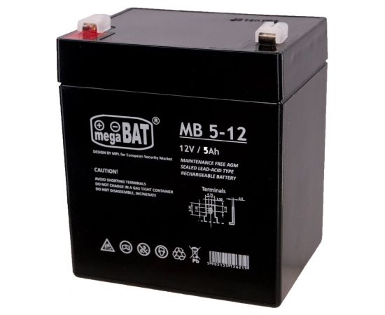 MPL megaBAT MB 5-12 UPS battery Sealed Lead Acid VRLA AGM 12 V 5 Ah Black