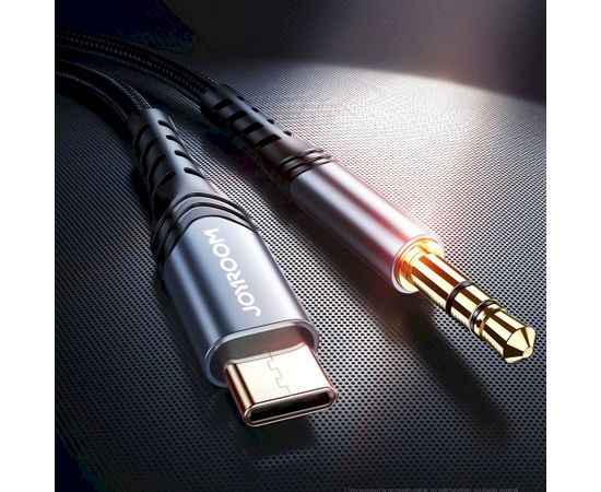 Joyroom stereo audio AUX cable 3,5 mm mini jack - USB Type C for smartphone 1 m black (SY-A03)