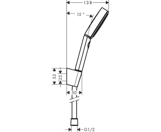 Hansgrohe Pulsify 105 3jet, rokas dušas komplekts ar turētāju un dušas vadu 1600 mm, matēts melns