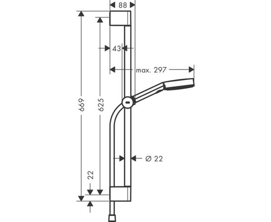 Hansgrohe Pulsify Select 105 3jet Relaxation rokas dušas komplekts 650 mm, matēts balts