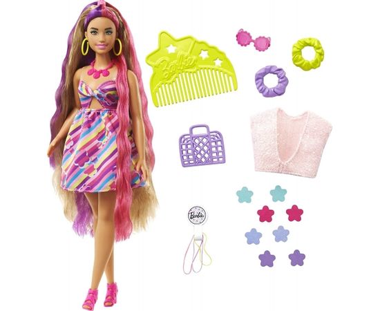 Mattel Barbie Totally Hair doll (brunette) in floral print dress