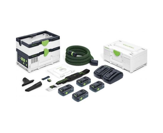 Akumulatora putekļsūcējs Festool CLEANTEC CTMC SYS HPC 4,0 I-Plus; 18 V; 4x4,0 Ah akum.