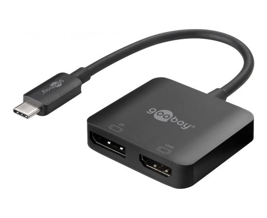 goobay Adapter USB-C > DisplayPort + HDMI (black, 12cm)