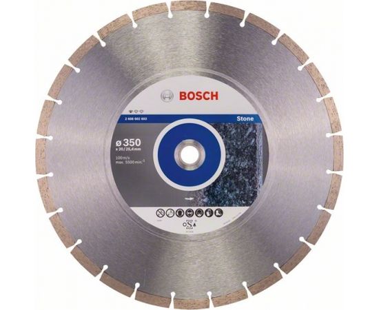 Dimanta griešanas disks Bosch PROFESSIONAL FOR STONE; 350 mm