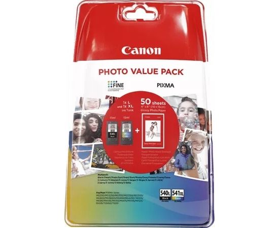 Комплект чернильных картриджей Canon 5224B007 PG-540L+CL-541XL, CMYK, черный (300 страниц), CMY (400 страниц)