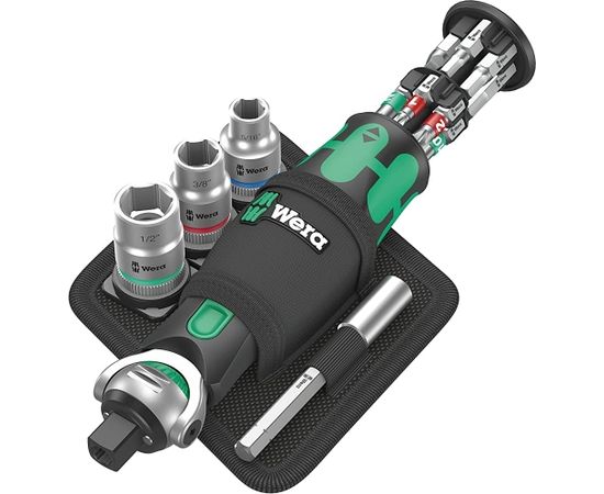 Wera 8009 Zyklop Pocket Set Imperial 2, bit set (black/green, reversible ratchet for 3/8", 1/4")