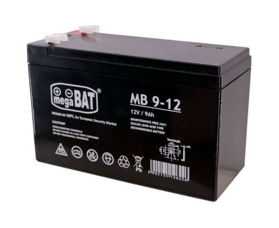 MPL megaBAT MB 9-12 UPS battery Lead-acid accumulator VRLA AGM Maintenance-free 12 V 9 Ah Black