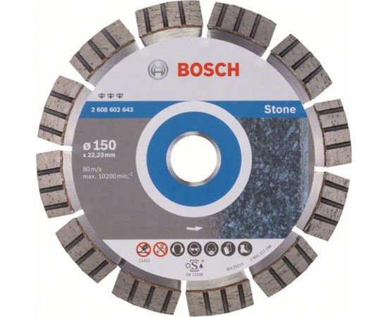 Dimanta griešanas disks Bosch BEST FOR STONE; 150 mm