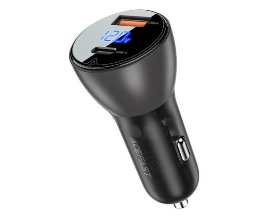 Car Charger Acefast B6 63W, USB + USB-C, with display (black)