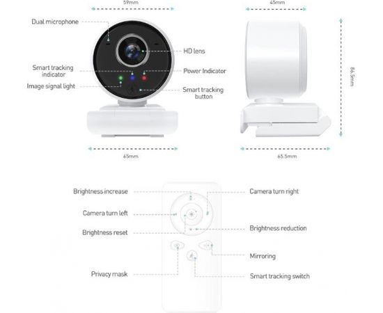 EDUP 1080P Full HD Web Kamera / Autofocus / Smart WiFi with Microphone / Portrait Tracking / USB / 4K