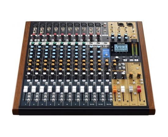 Tascam MODEL 16 audio mixer 16 channels 20 - 30000 Hz Black, Gold, Wood