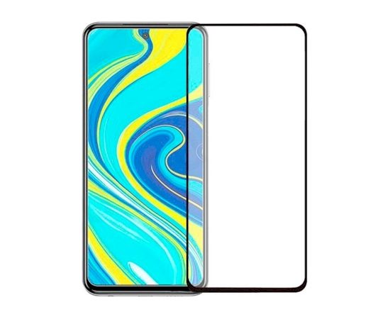 Fusion Full Glue 5D Tempered Glass Aizsargstikls Pilnam Ekrānam Xiaomi Redmi Note 9 Pro Max Melns