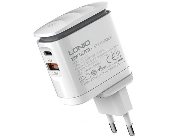 Wall charger  LDNIO A2423C USB, USB-C + MicroUSB cable
