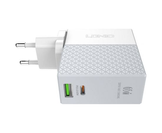 Wall charger LDNIO A2620C USB, USB-C 65W + USB-C - USB-C cable