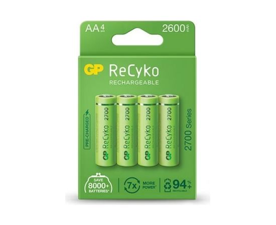 4x rechargeable batteries AA / R6 GP ReCyko 2700 Series Ni-MH 2600mAh