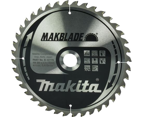 Griešanas disks Makita B-32770; 260x30 mm; Z40; 5°