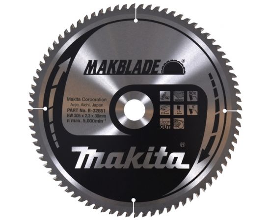 Griešanas disks Makita B-32851; 305x30 mm; Z80; 5°