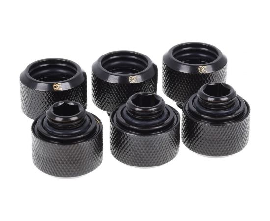 Alphacool Eiszapfen pipe connection 1/4" on 16/10mm, black, 6-pack (17379)