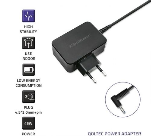 Qoltec 51026 power adapter/inverter Indoor/outdoor 65 W Black