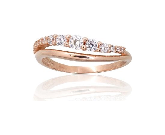 Золотое кольцо #1101096(Au-R)_CZ, Красное Золото 585°, Цирконы, Размер: 17.5, 2.38 гр.