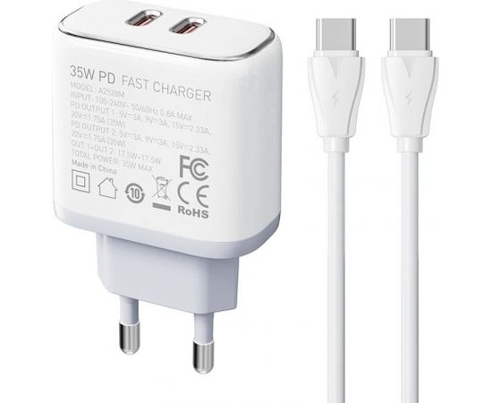 Wall charger LDNIO A2528C 2USB-C 35W + USB-C - USB-C cable