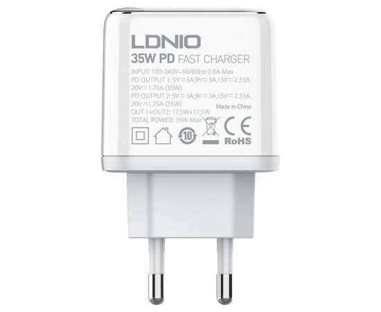 Wall charger LDNIO A2528C 2USB-C 35W + USB-C - USB-C cable