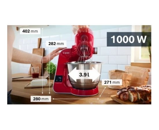 Bosch MUM5X720 food processor 1000 W 3.9 L Red, Silver Built-in scales