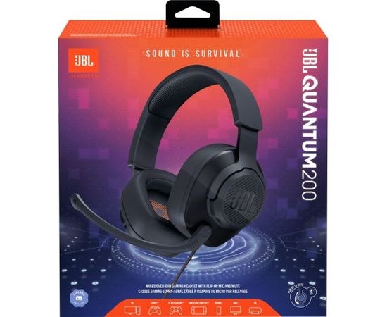 JBL Quantum 200 Headphone Wired Gaming Headset with Microphone, Black EU