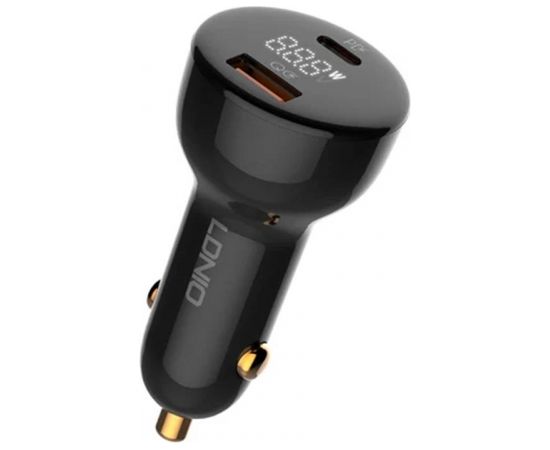 LDNIO C101 Car Charger, USB + USB-C, 100W + USB-C to USB-C Cable (Black)