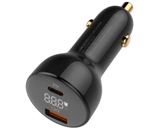 LDNIO C101 Car Charger, USB + USB-C, 100W + USB-C to USB-C Cable (Black)