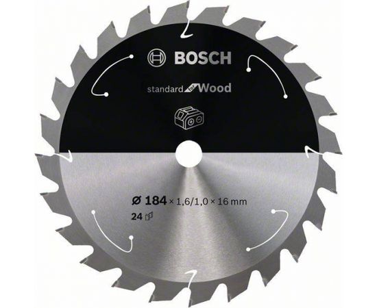 Griešanas disks Bosch Standard for Wood 2608837700; 184x16 mm; Z24