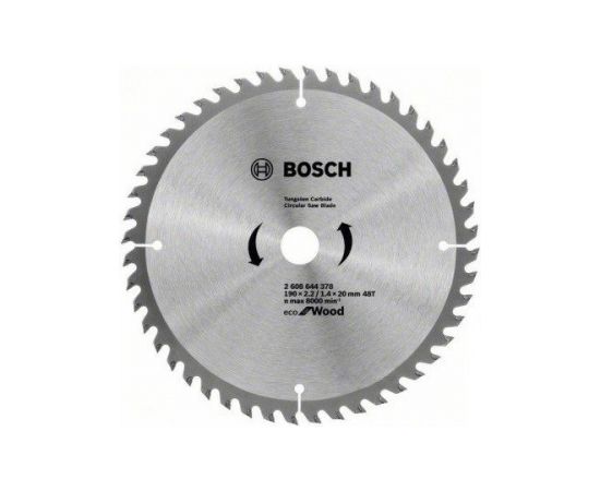 Griešanas disks Bosch Eco for Wood 2608644378; 190x20 mm; Z48