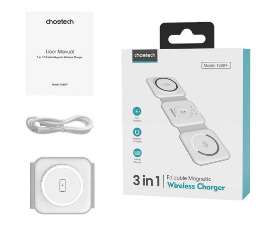 Choetech T588-F 3in1 Magnetic Wireless Charger 15W (white)