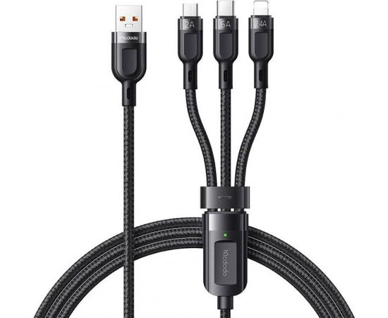 3in1 USB to USB-C / Lightning / Micro USB Cable, Mcdodo CA-0930, 6A, 1.2m (Black)