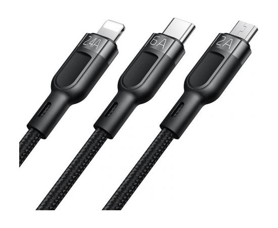 3in1 USB to USB-C / Lightning / Micro USB Cable, Mcdodo CA-0930, 6A, 1.2m (Black)