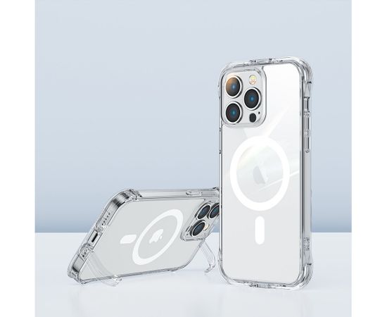 Joyroom JR-14H5 transparent magnetic defender case for Apple iPhone 14 6.1 " with hooks stand (MagSafe Compatible)