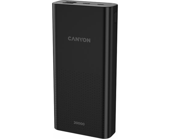 CANYON PB-2001, Power bank 20000mAh Li-poly battery, Input 5V/2A , Output 5V/2.1A(Max), 144*69*28.5mm, 0.440Kg, Black