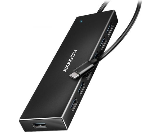 Axagon Seven-port USB 3.2 Gen 1 hub with charging support. Connector for external power supply. USB-C cable 30 cm.