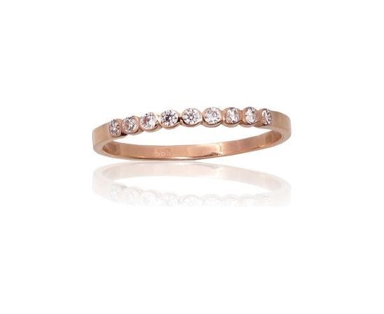 Золотое кольцо #1101073(Au-R)_CZ, Красное Золото 585°, Цирконы, Размер: 17.5, 1.01 гр.