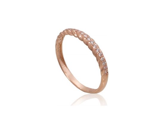 Золотое кольцо #1101070(Au-R)_CZ, Красное Золото 585°, Цирконы, Размер: 17, 1.32 гр.