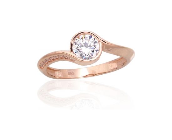 Золотое кольцо #1100990(Au-R)_CZ, Красное Золото 585°, Цирконы, Размер: 19, 2.46 гр.