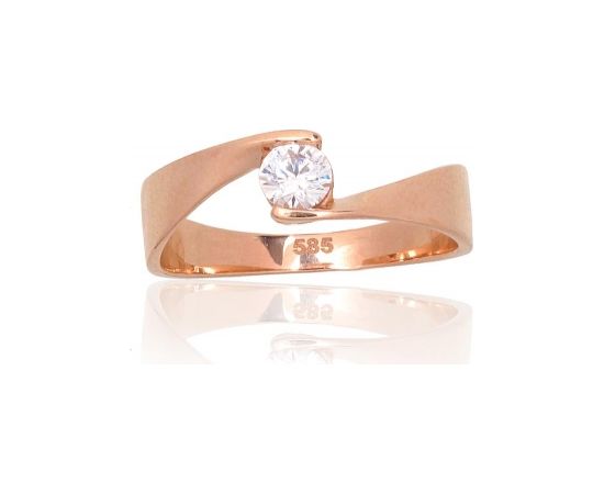 Золотое кольцо #1100989(Au-R)_CZ, Красное Золото 585°, Цирконы, Размер: 18, 1.75 гр.