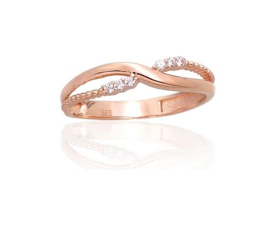 Золотое кольцо #1100988(Au-R)_CZ, Красное Золото 585°, Цирконы, Размер: 17, 1.58 гр.