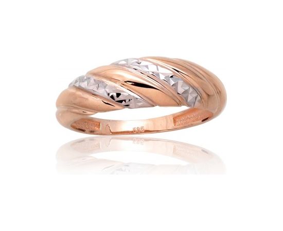 Золотое кольцо #1100981(Au-R+PRh-W), Красное Золото 585°, родий (покрытие), Размер: 17, 1.81 гр.
