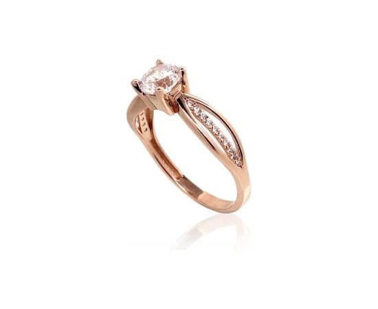 Золотое кольцо #1100931(Au-R)_CZ, Красное Золото 585°, Цирконы, Размер: 20, 2.57 гр.